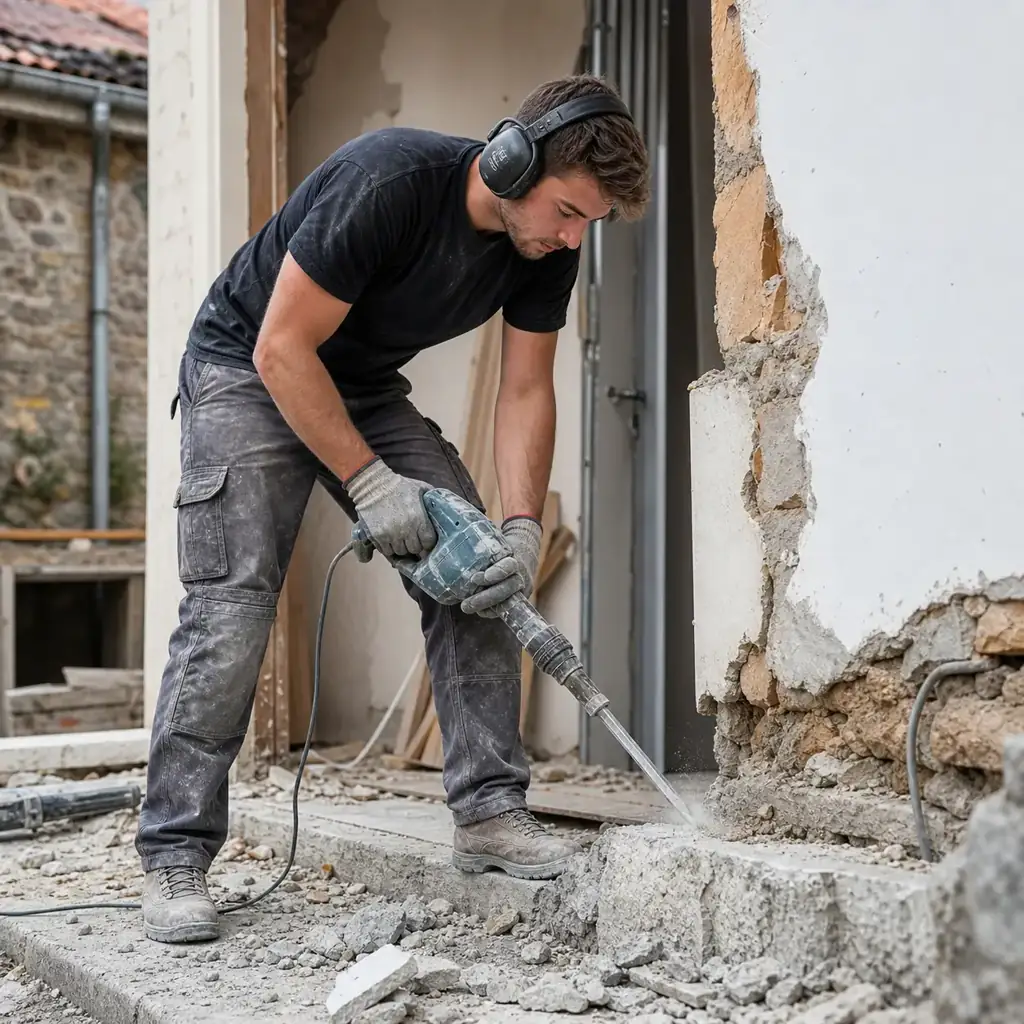 Photo d'un professionnel de la démolition en intervention chez un particulier